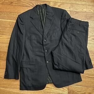 Ermenegildo Zegna Wool 15 Milmil 15 Pinstripe 2 Piece Suit Jacket And Pants 42S